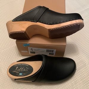 Brand New Black Leather Classic Clogs From Lotta from Stockholm! Size 39 EU/ 8.5